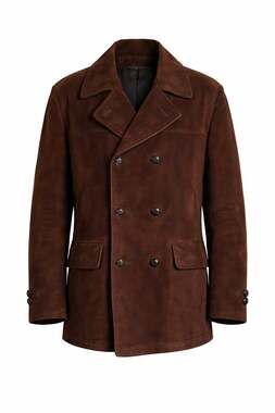 Vintage Brown Suede Double Breasted Peacoat 90s Dark Academia Oversized L